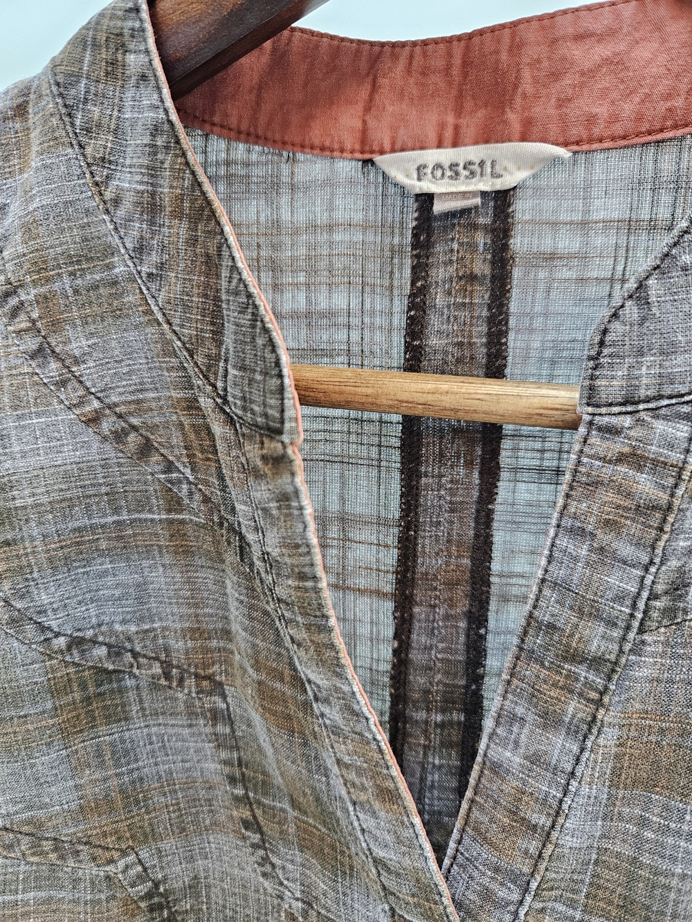 Fossil Brown Plaid Short-Sleeve Top - Picture 7 of 10